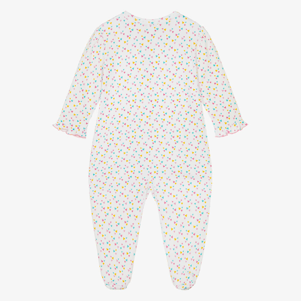 Kissy Kissy-Girls White & Pink Carousel Magic Babygrow with Heart Print | Childrensalon
