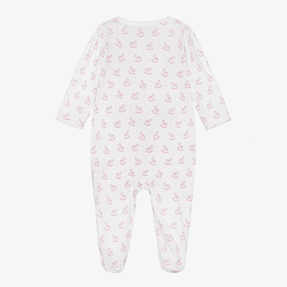 Kissy Kissy-Girls White & Pink Gingham Rockers Cotton Babygrow | Childrensalon