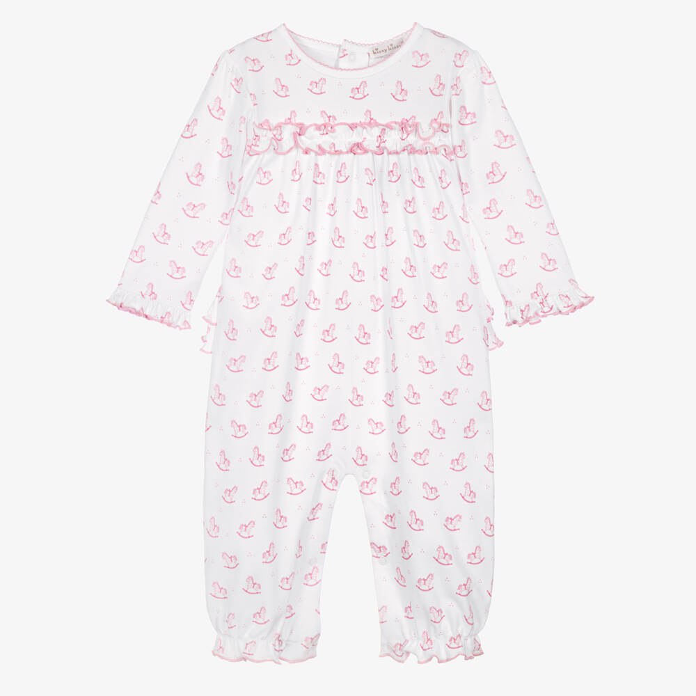 Kissy Kissy-Girls White & Pink Gingham Rockers Cotton Romper | Childrensalon