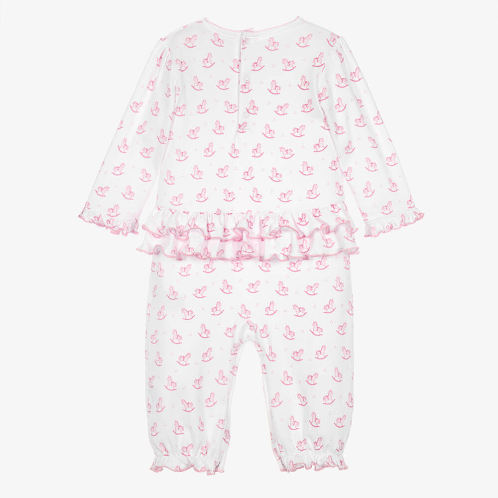 Kissy Kissy-Girls White & Pink Gingham Rockers Cotton Romper | Childrensalon