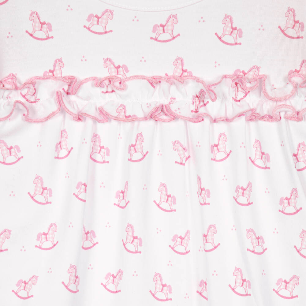 Kissy Kissy-Girls White & Pink Gingham Rockers Cotton Romper | Childrensalon