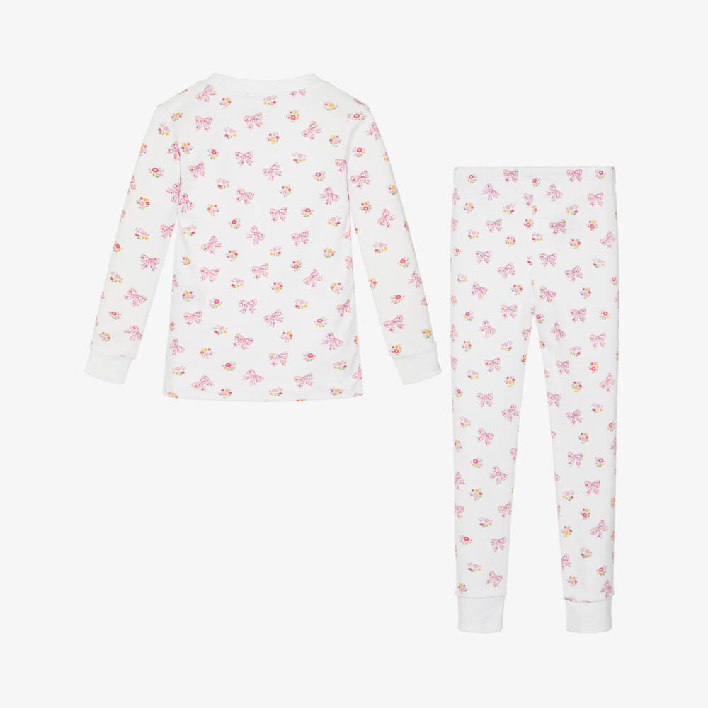 Kissy Kissy-Girls White & Pink Pima Cotton Blossoming Bows Pyjamas | Childrensalon