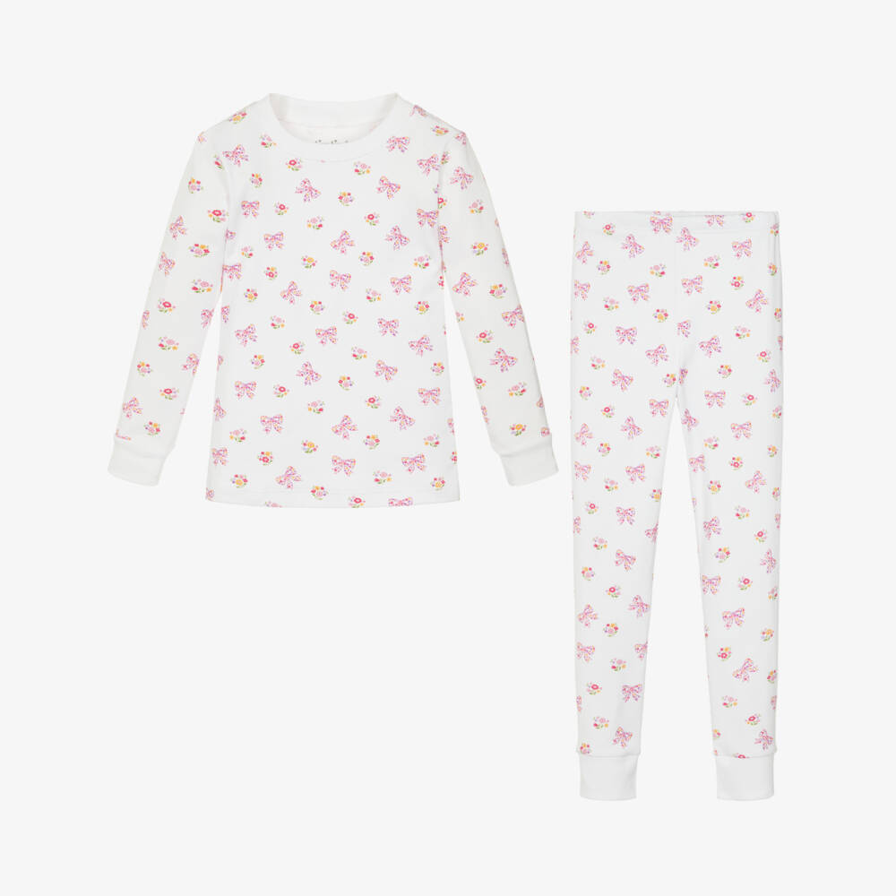 Kissy Kissy-Girls White & Pink Pima Cotton Blossoming Bows Pyjamas | Childrensalon