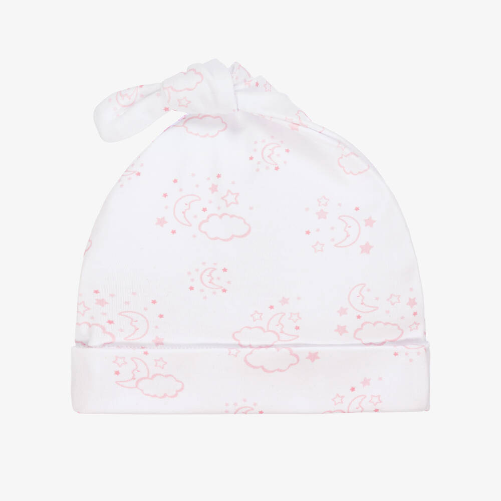 Kissy Kissy-Girls White & Pink Pima Cotton Cheerful Good Night Hat | Childrensalon