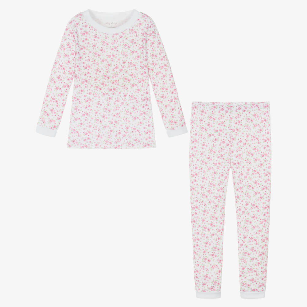Kissy Kissy-Girls White & Pink Pima Cotton Cottage Roses Pyjamas | Childrensalon