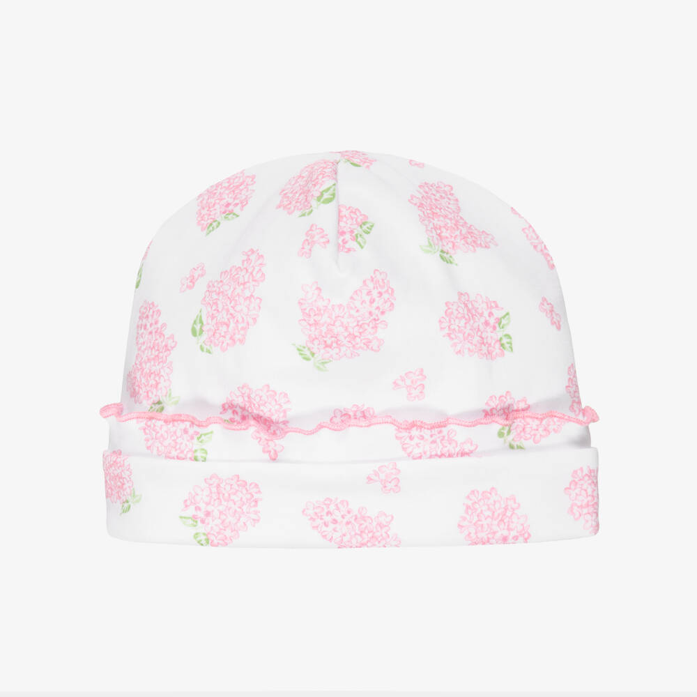 Kissy Kissy-Шапка бело-розовая из хлопка пима с цветочным узором Lilac Love для девочек | Childrensalon
