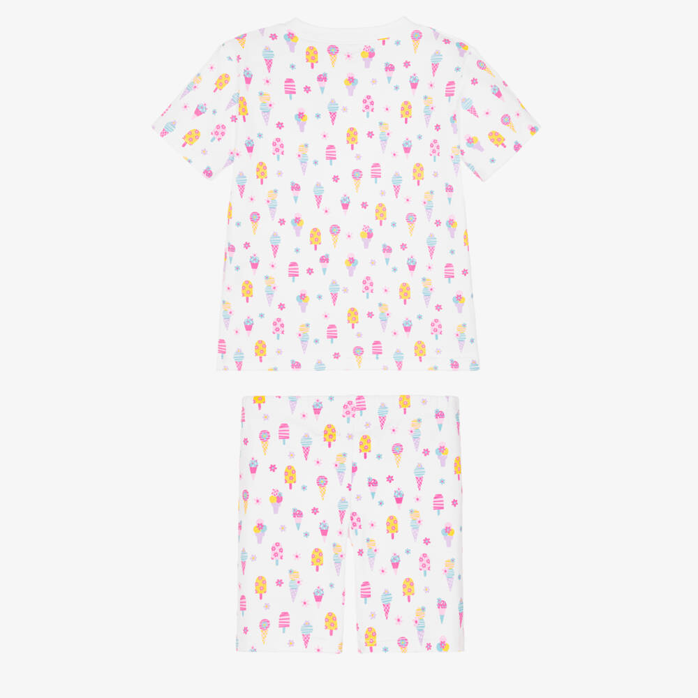 Kissy Kissy-Girls White & Pink Pima Cotton Popsicle Fun Pyjamas | Childrensalon