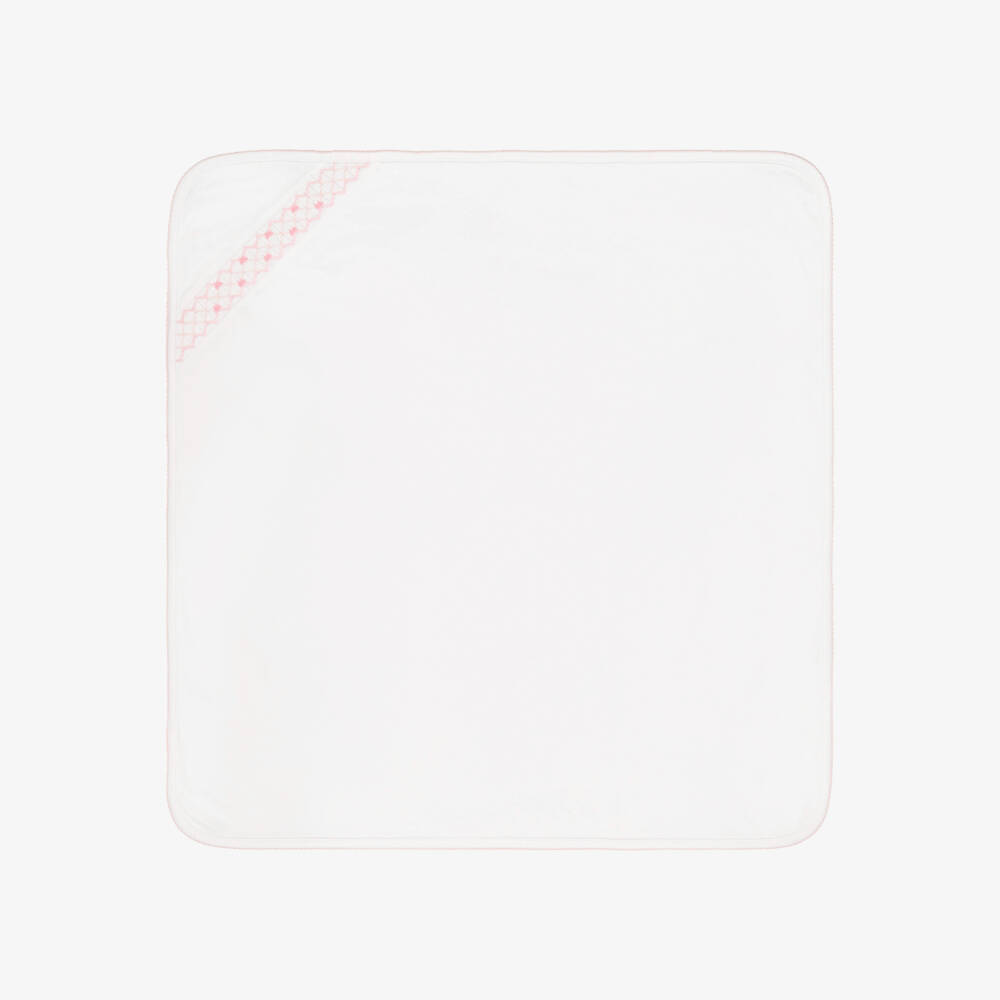 Kissy Kissy-Girls White & Pink Pima Cotton Summer Bows Blanket (73cm) | Childrensalon