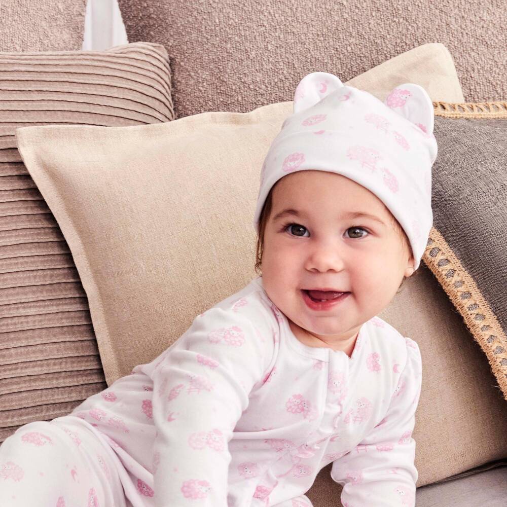 Kissy Kissy-أفارول بيبي غرو قطن بيما لون زهري وأبيض للبنات الرضع | Childrensalon