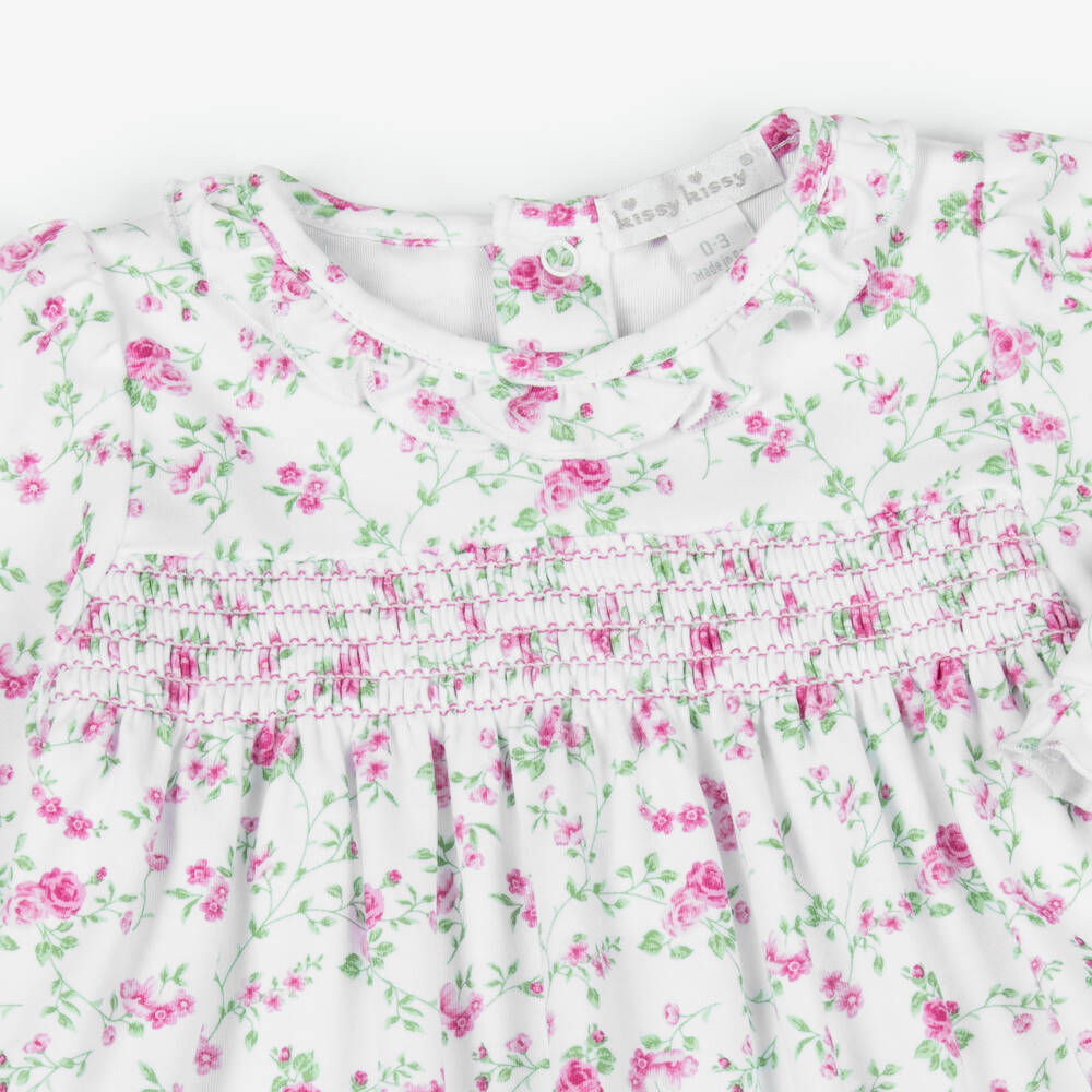 Kissy Kissy-Белый хлопковый комбинезон с цветочным узором для девочек | Childrensalon