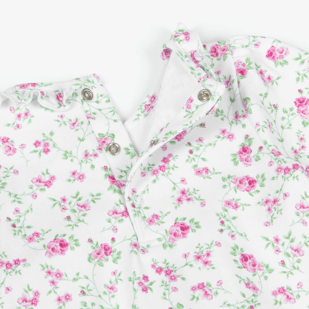 Kissy Kissy-Girls White & Pink Pima Cotton Victorian Roses Day Gown | Childrensalon