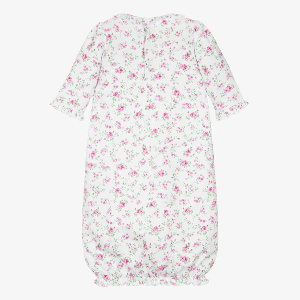 Kissy Kissy-Girls White & Pink Pima Cotton Victorian Roses Day Gown | Childrensalon