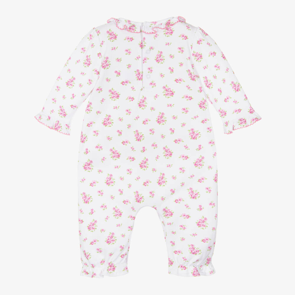 Kissy Kissy-Girls White & Pink Roses and Blooms Pima Cotton Romper | Childrensalon