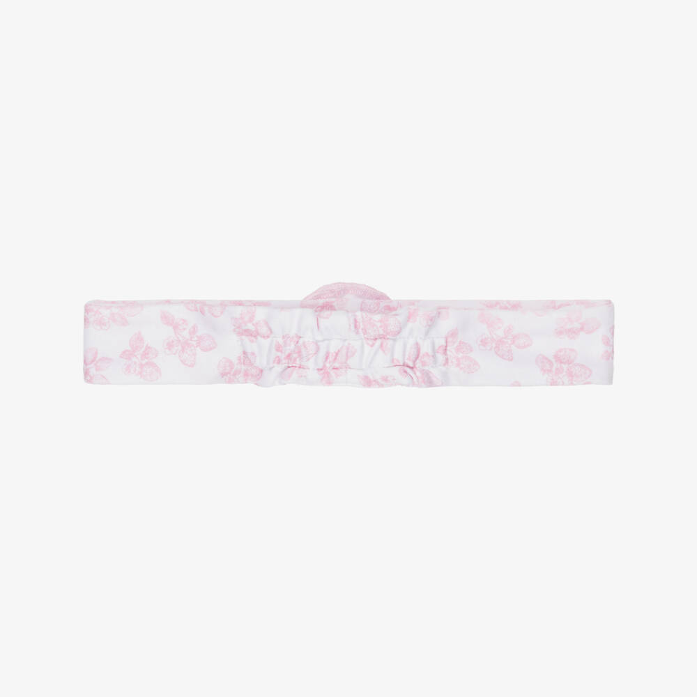 Kissy Kissy-Girls White & Pink Simply Strawberries Print Pima Cotton Headband | Childrensalon