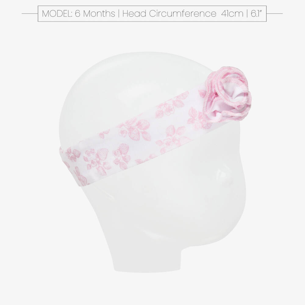 Kissy Kissy-Girls White & Pink Simply Strawberries Print Pima Cotton Headband | Childrensalon