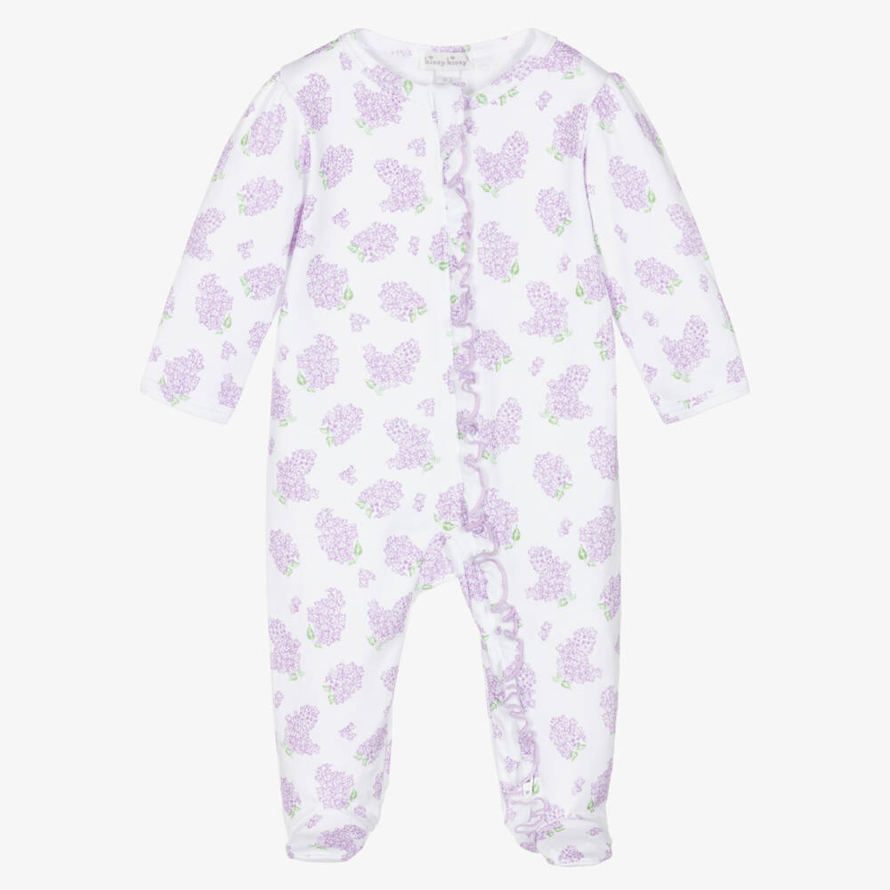 Kissy Kissy-Комбинезон бело-сиреневый из пима хлопка Lilac Love для девочек | Childrensalon