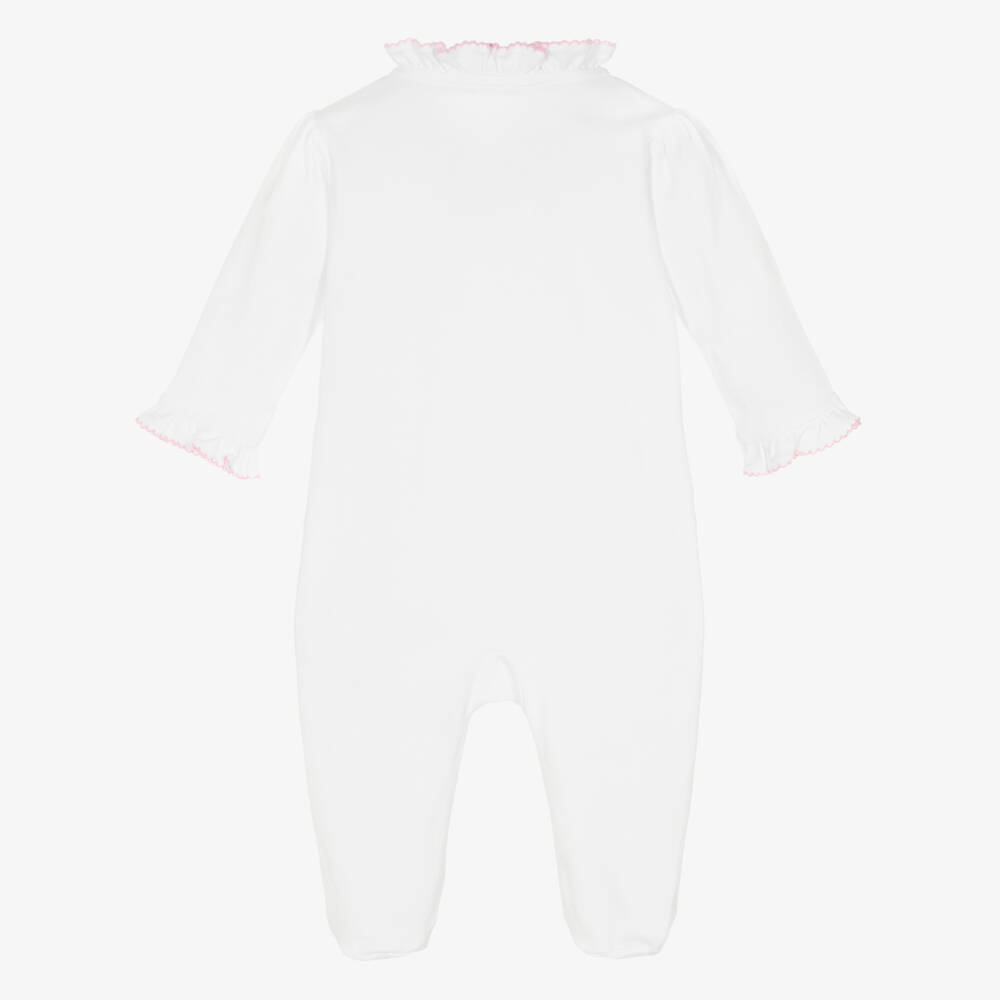 Kissy Kissy-Girls White Rose Blooms Pima Cotton Babygrow | Childrensalon