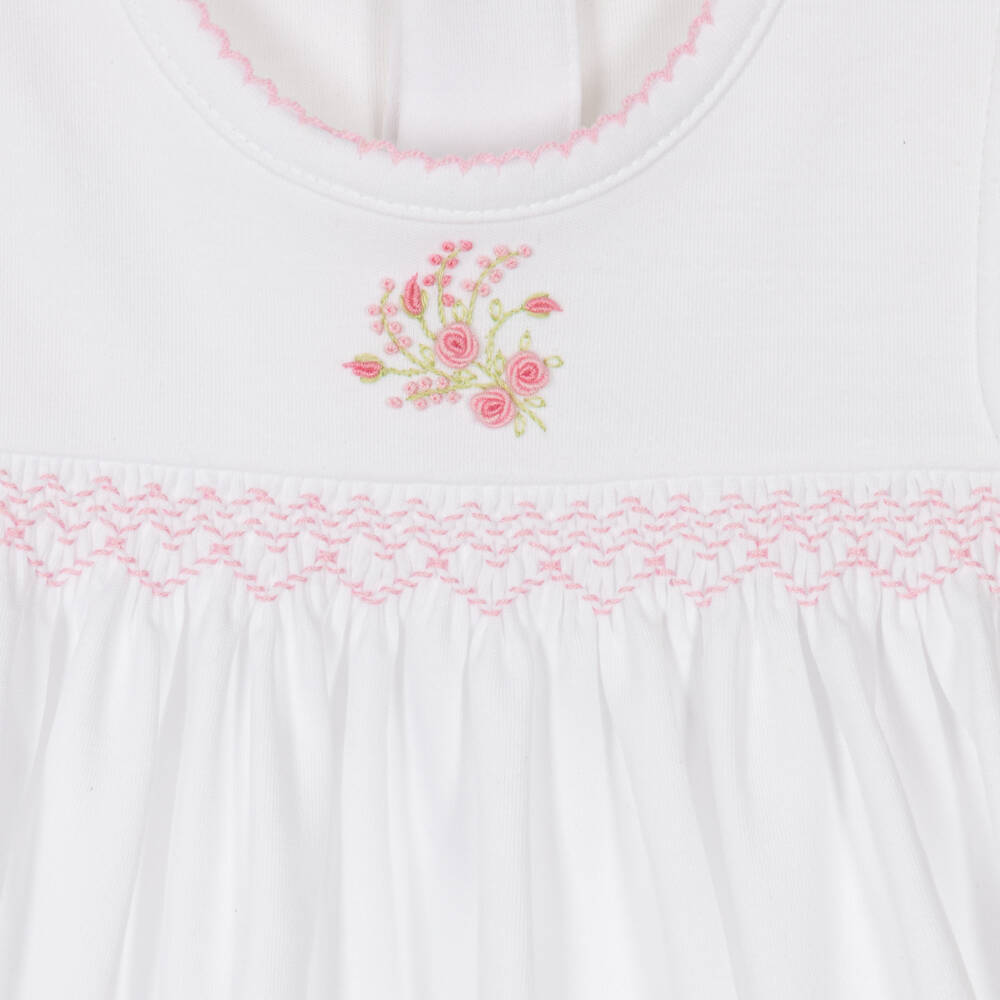 Kissy Kissy-Girls White Pima Cotton Victorian Roses Dress | Childrensalon