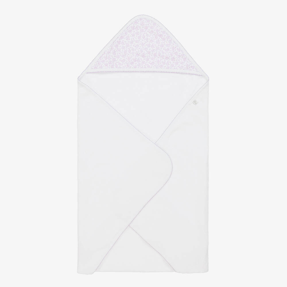 Kissy Kissy-Girls White Summer Gardens Hooded Towel & Mitt Set | Childrensalon