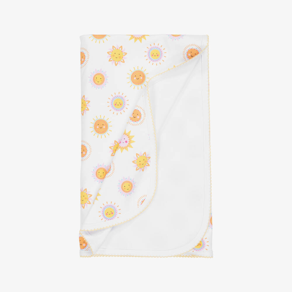 Kissy Kissy-Girls White Sunshine Abounds Blanket (73cm) | Childrensalon