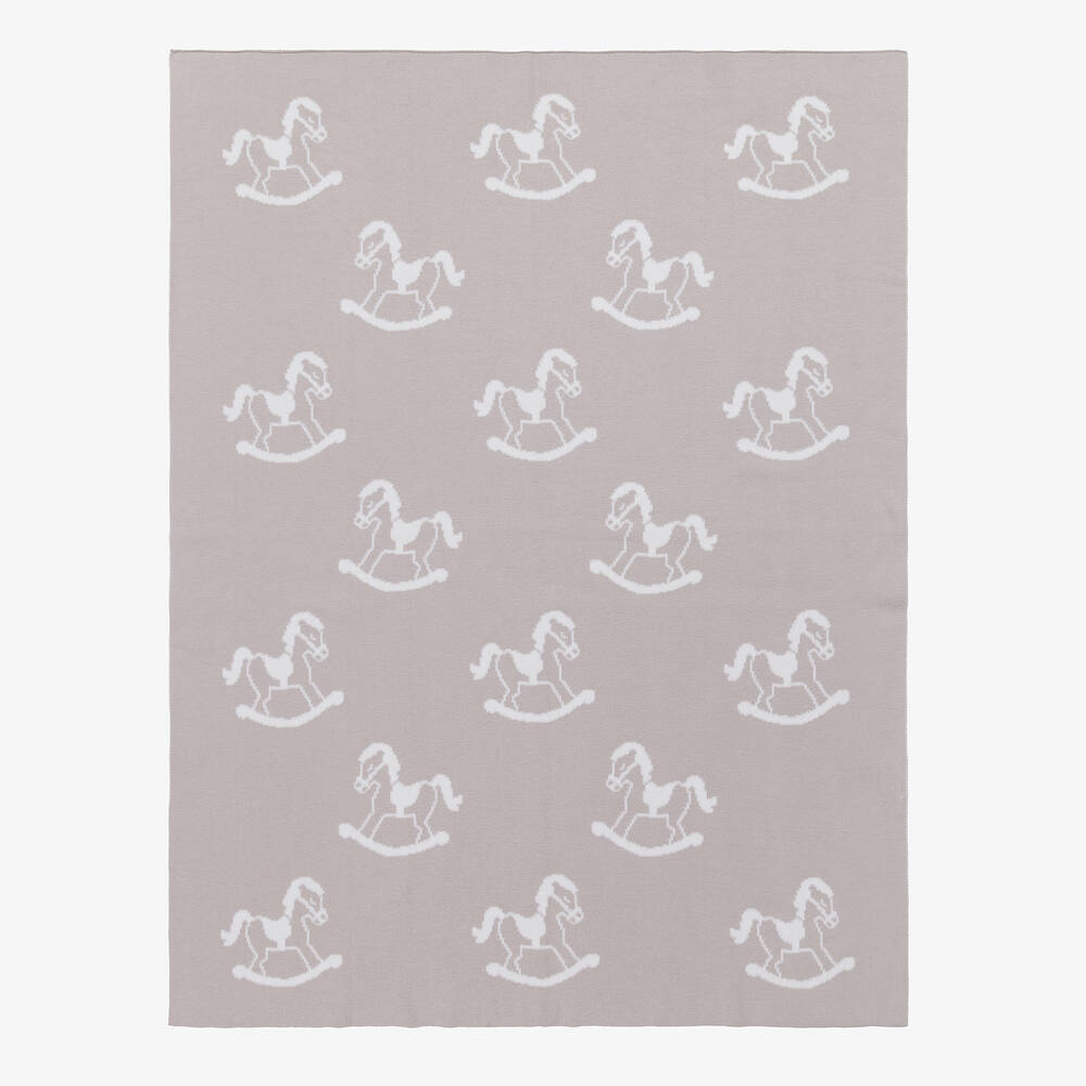 Kissy Kissy-Grey Cotton Blanket (90cm) | Childrensalon