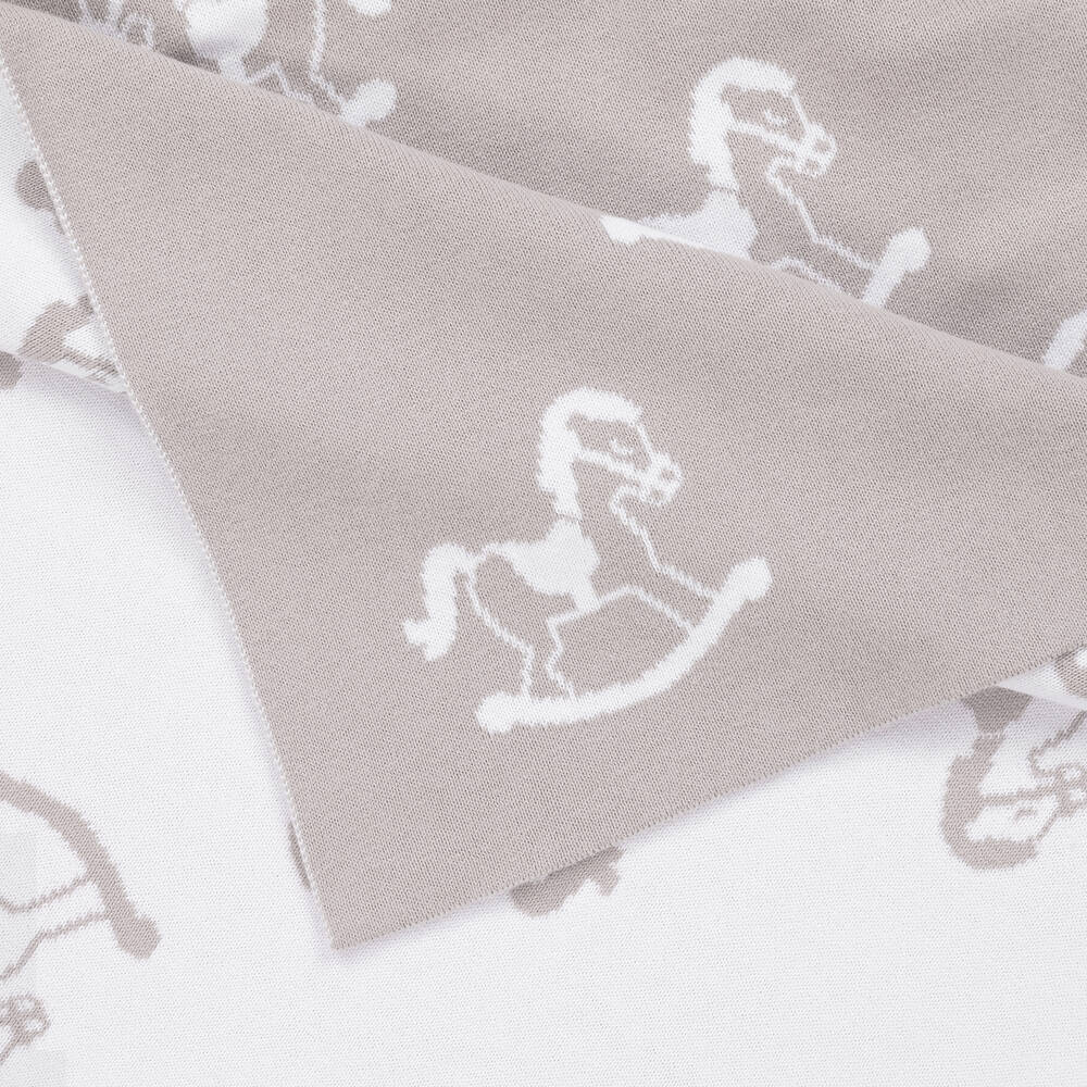 Kissy Kissy-Grey Cotton Blanket (90cm) | Childrensalon