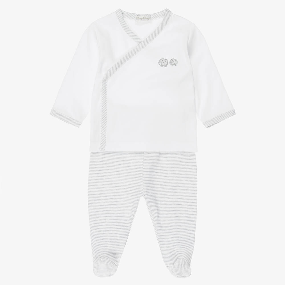 Kissy Kissy-Grey Hedgehog Pima Cotton 2-Piece Babygrow | Childrensalon