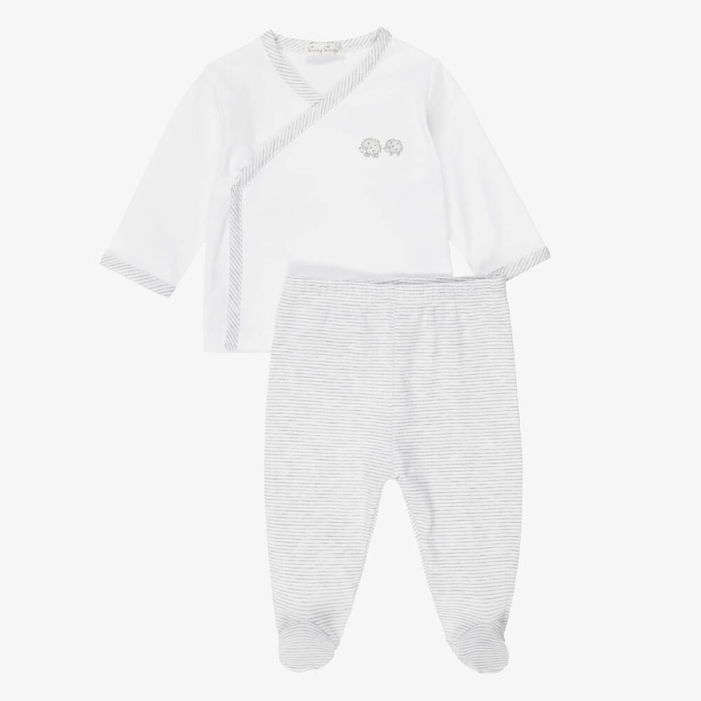 Kissy Kissy-Grey Hedgehog Pima Cotton 2-Piece Babygrow | Childrensalon