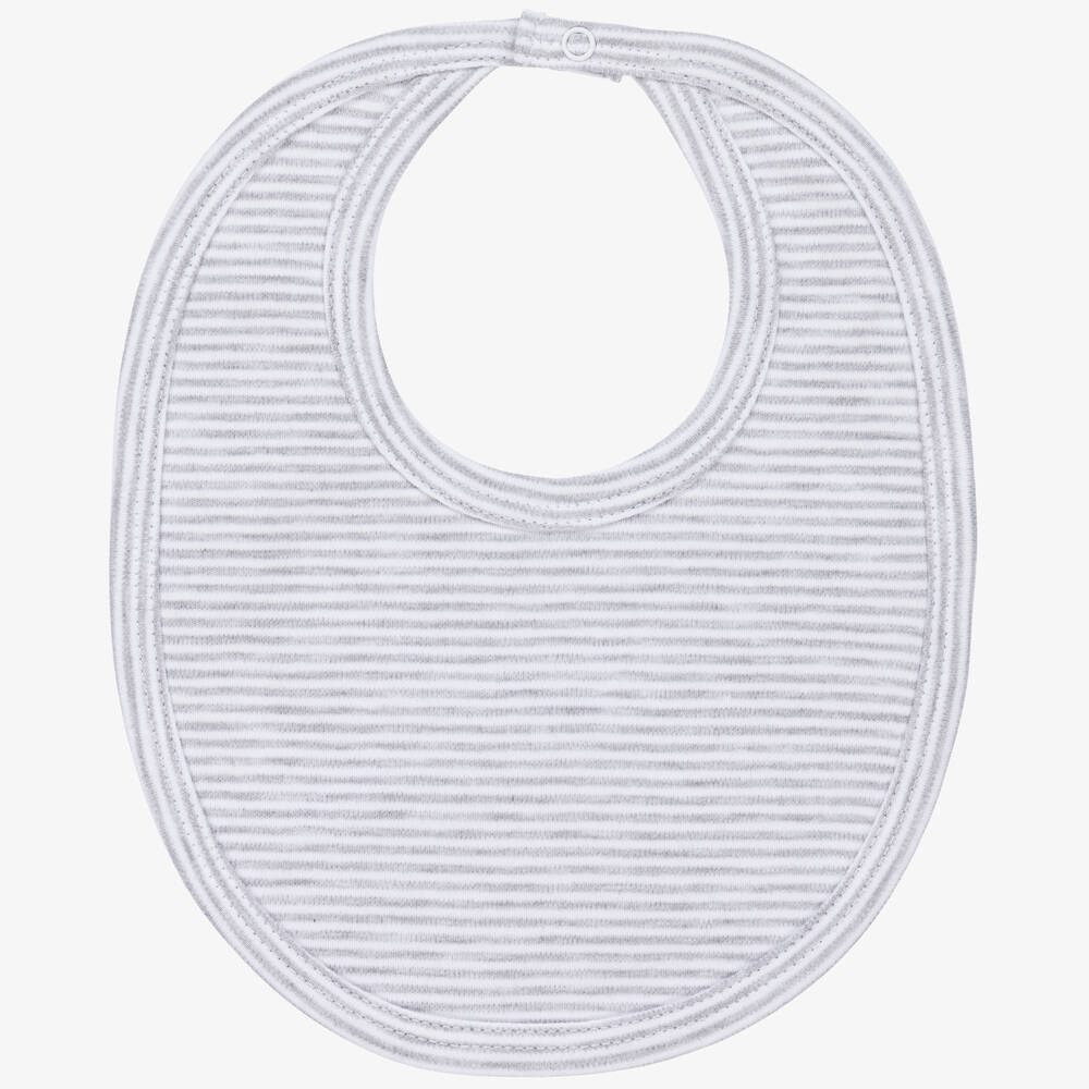 Kissy Kissy-Grey Pima Cotton Baby Bib | Childrensalon