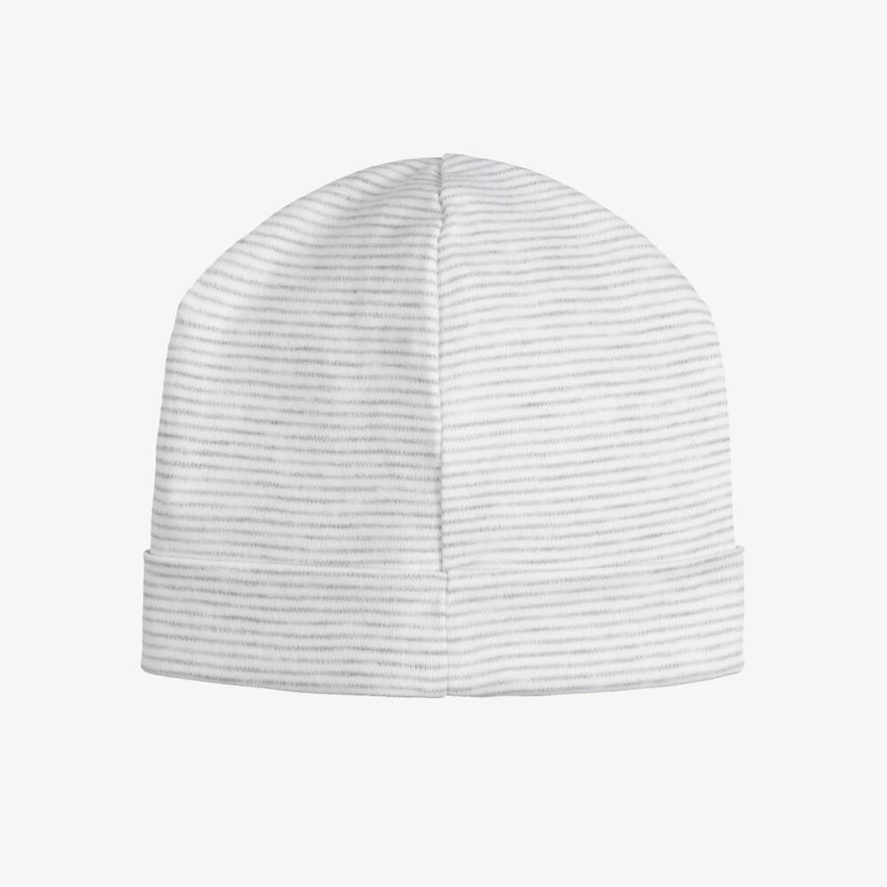 Kissy Kissy-Grey Striped Pima Cotton Hedgehogs Baby Hat | Childrensalon