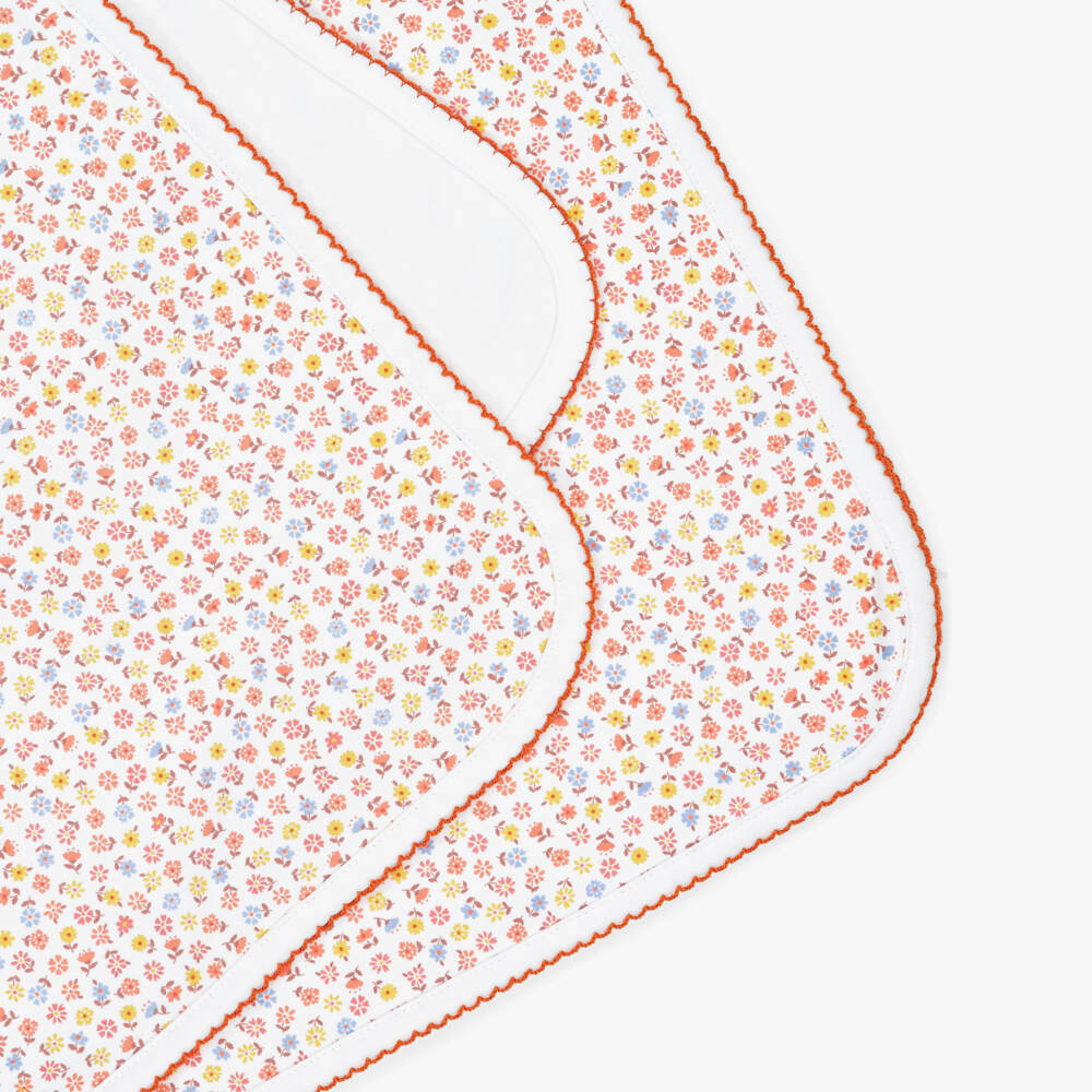 Kissy Kissy-Orange Pima Cotton Patchwork Pumpkin Floral Blanket (73cm) | Childrensalon