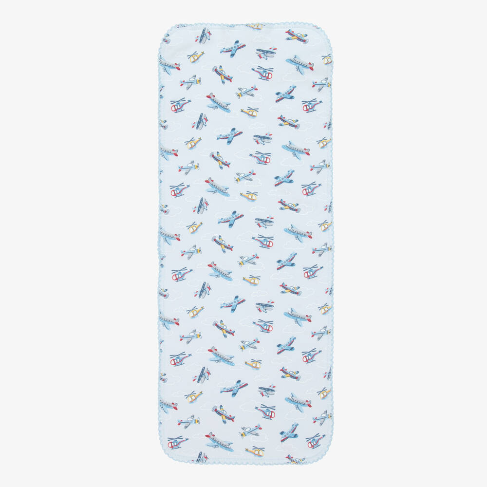 Kissy Kissy-Pale Blue Pima Cotton Air Adventures Burp Cloth (48cm) | Childrensalon