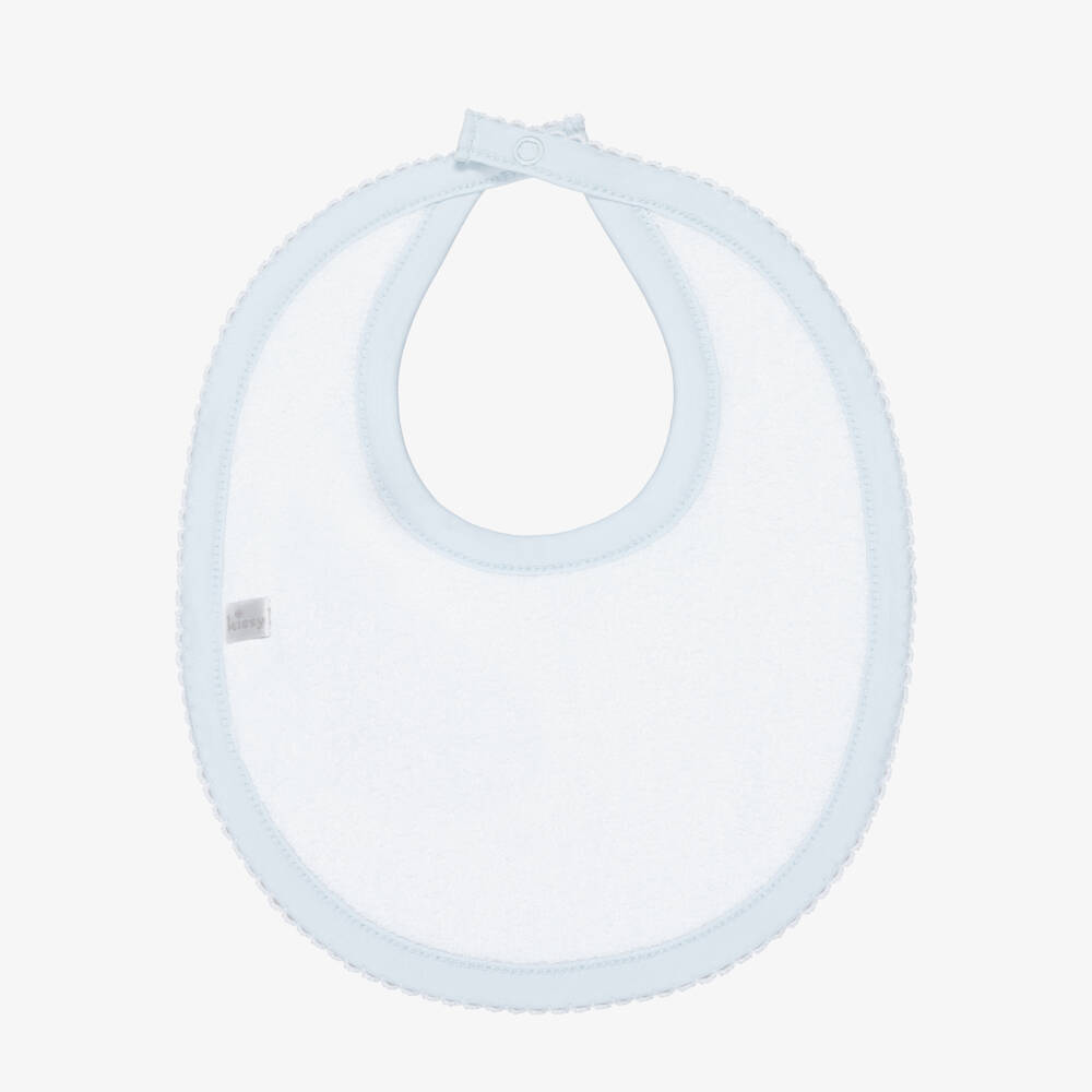 Kissy Kissy-Pale Blue Pima Cotton Pique Twin Bunnies Bib | Childrensalon