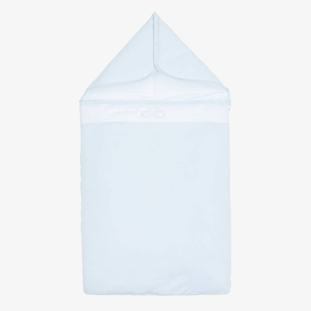 Kissy Kissy-Pale Blue Pima Cotton Pique Twin Bunnies Nest (78cm) | Childrensalon