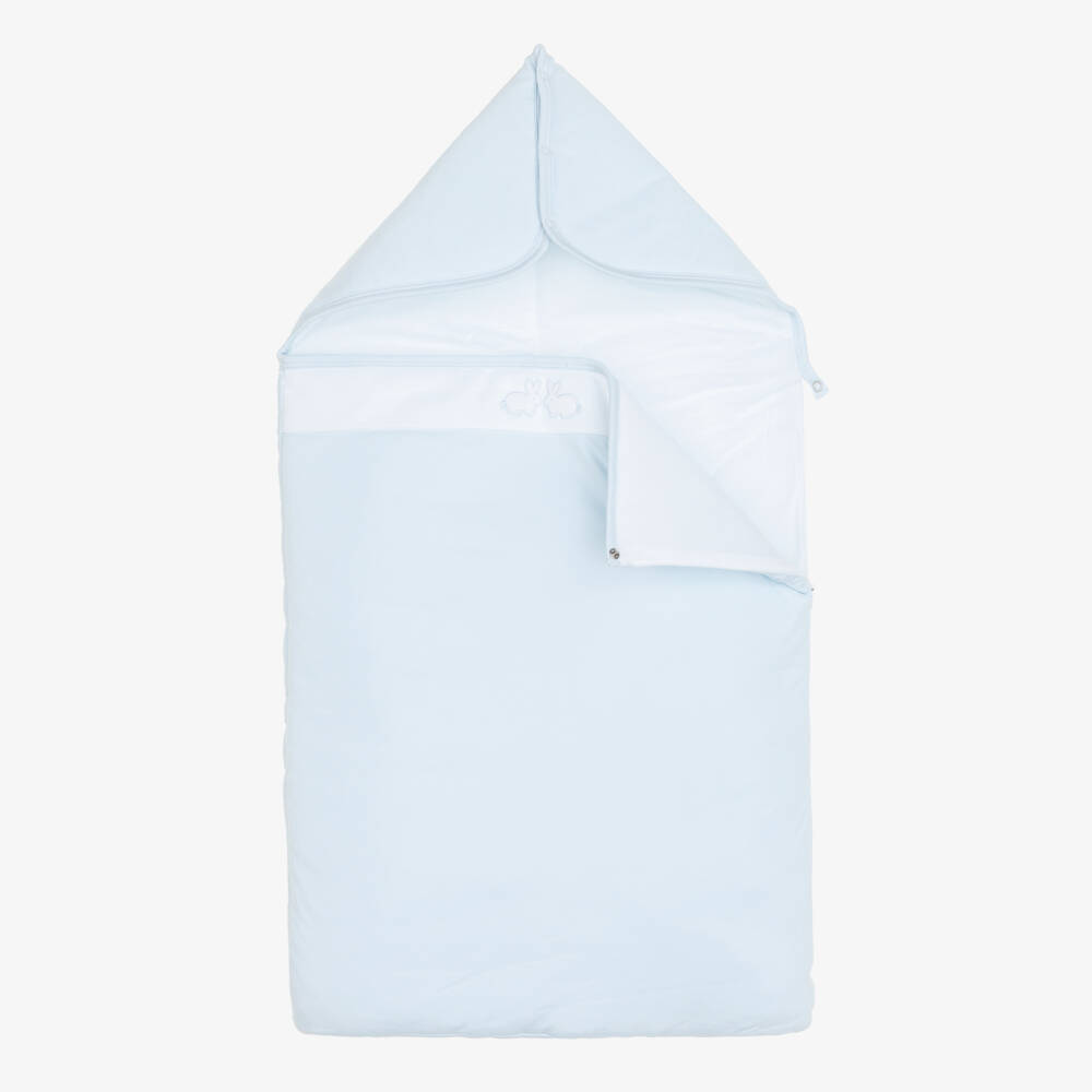 Kissy Kissy-Pale Blue Pima Cotton Pique Twin Bunnies Nest (78cm) | Childrensalon