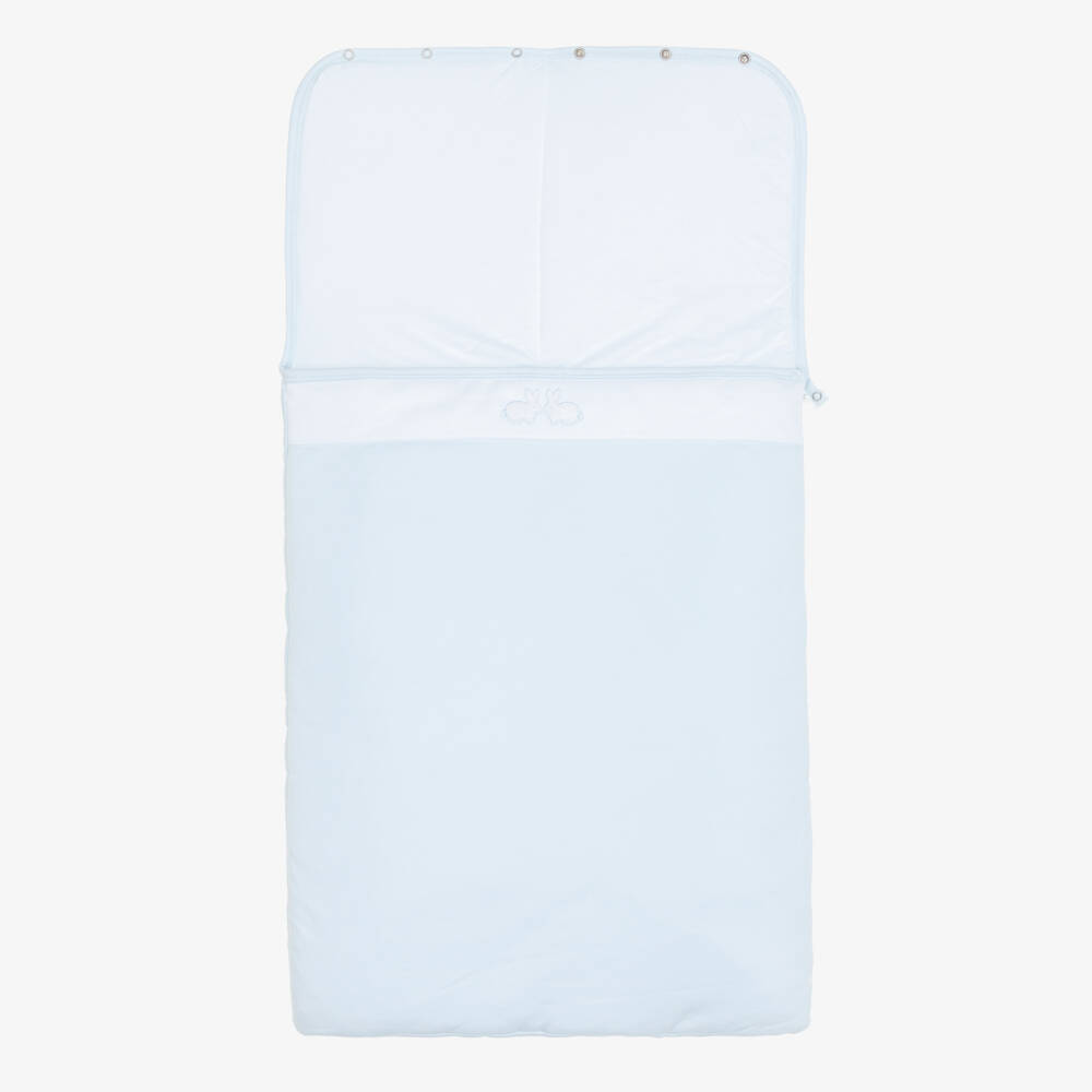 Kissy Kissy-Pale Blue Pima Cotton Pique Twin Bunnies Nest (78cm) | Childrensalon