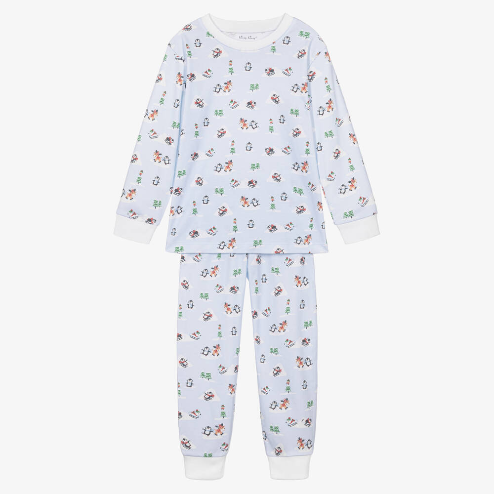 Kissy Kissy-Pale Blue Snow Slides Pima Cotton Pyjamas | Childrensalon