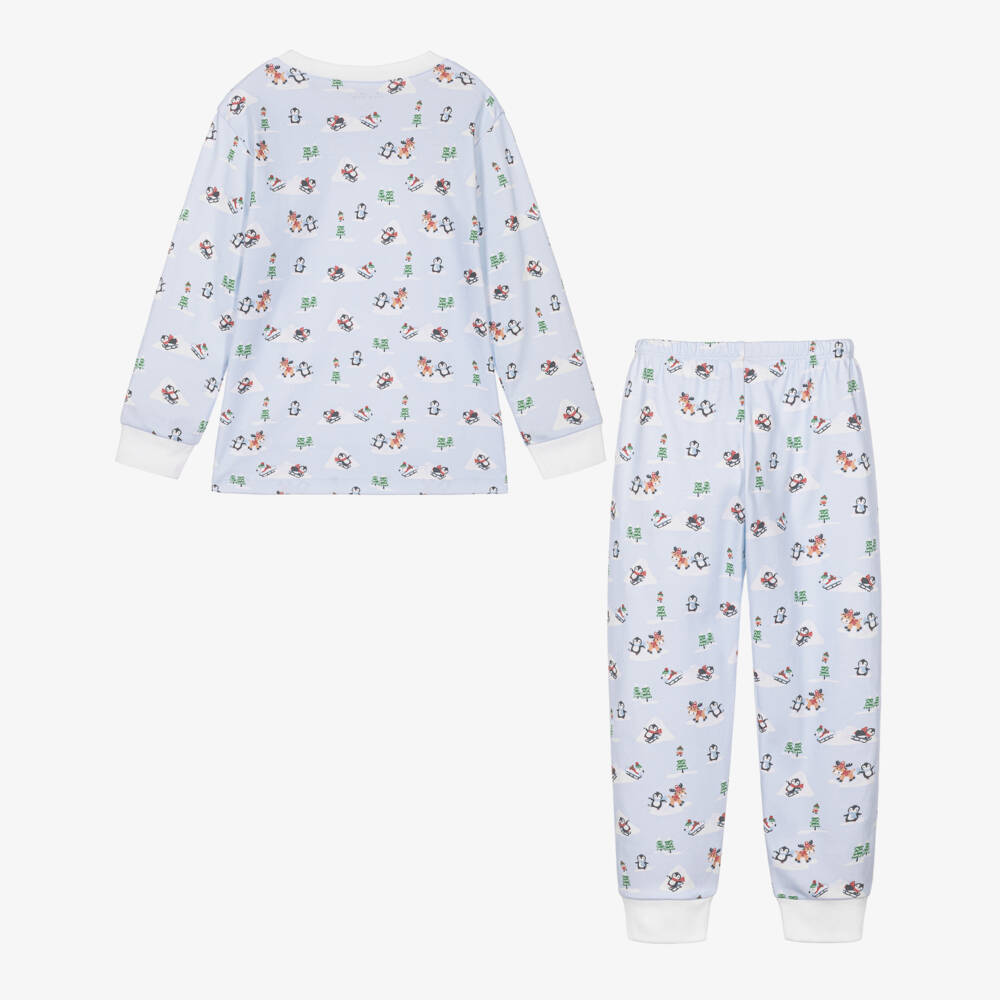 Kissy Kissy-Pale Blue Snow Slides Pima Cotton Pyjamas | Childrensalon