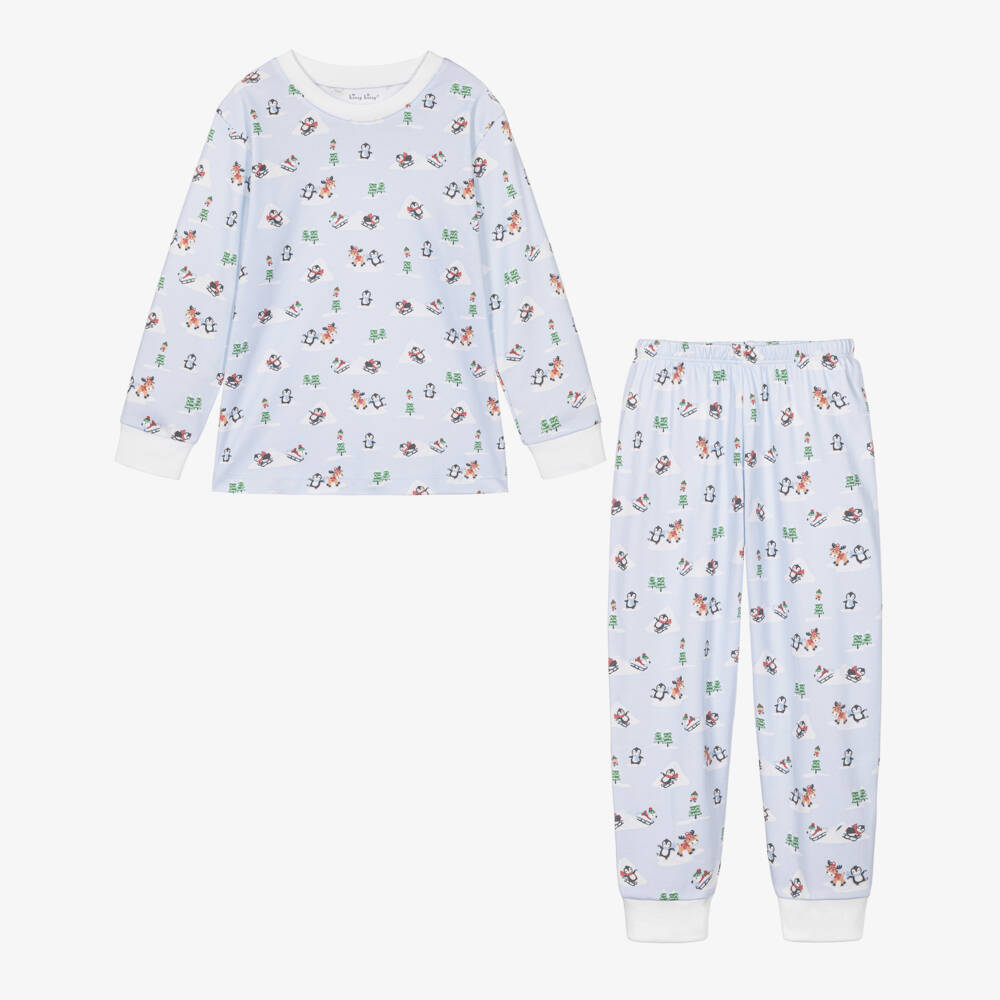 Kissy Kissy-Pale Blue Snow Slides Pima Cotton Pyjamas | Childrensalon