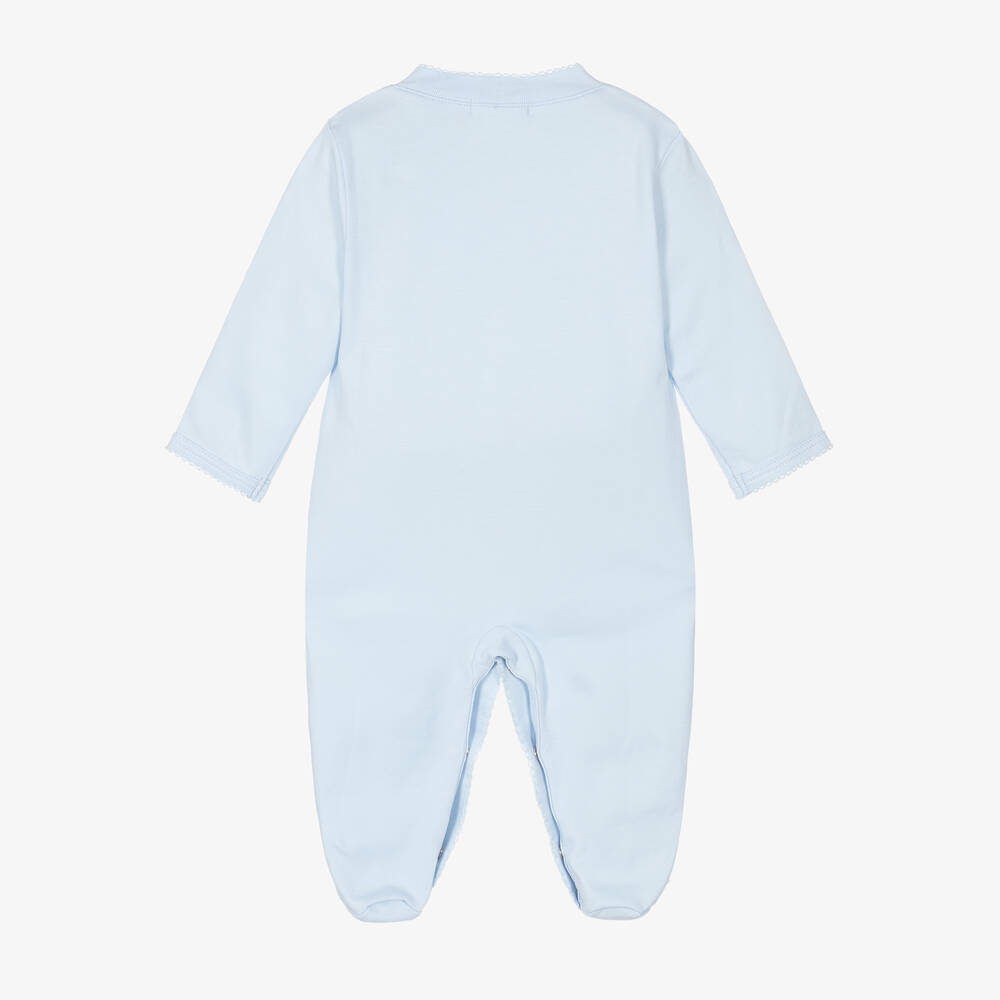 Kissy Kissy-Personalised Blue Pima Cotton Babygrow | Childrensalon