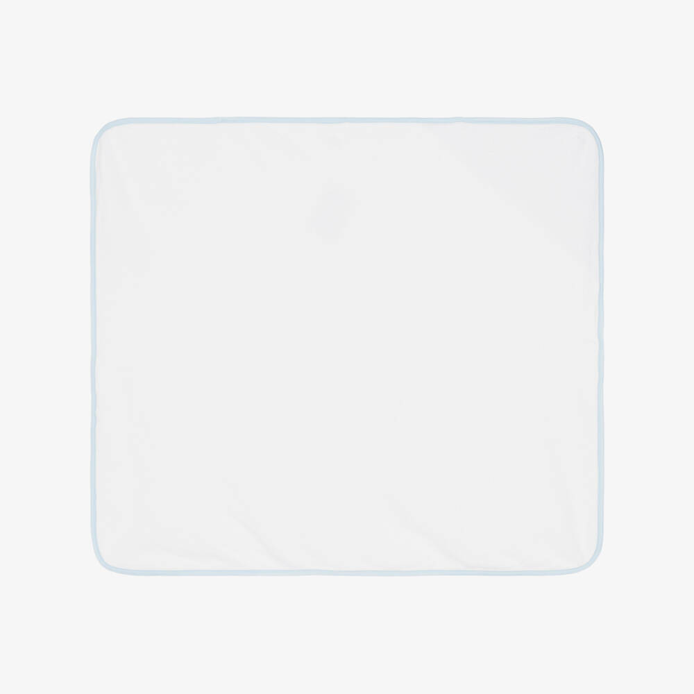 Kissy Kissy-Personalised White & Blue Cotton Hooded Towel & Mitt Set | Childrensalon