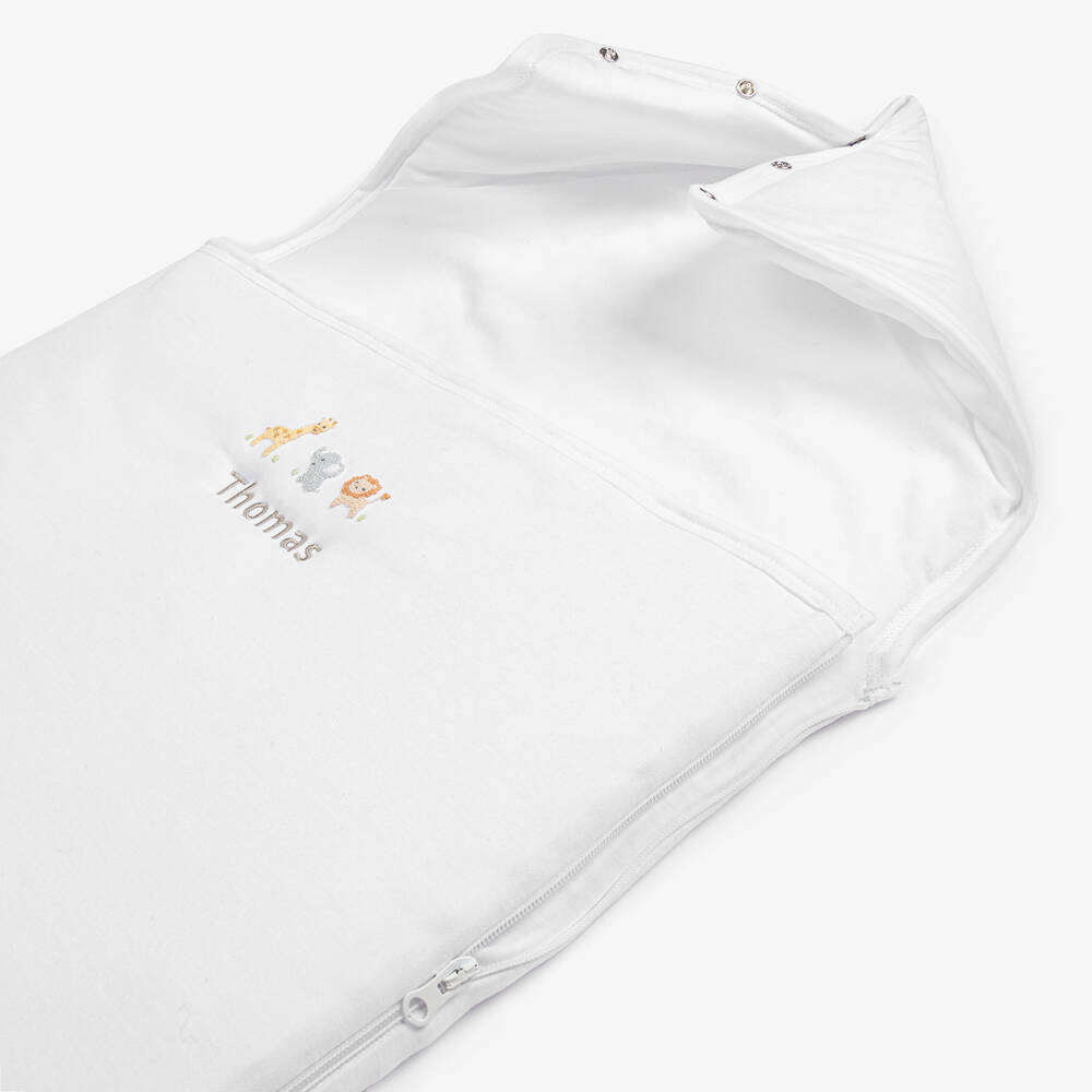 Kissy Kissy-Personalised White Jungle Mates Baby Nest (77cm) | Childrensalon