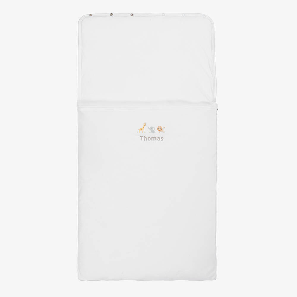 Kissy Kissy-Personalised White Jungle Mates Baby Nest (77cm) | Childrensalon