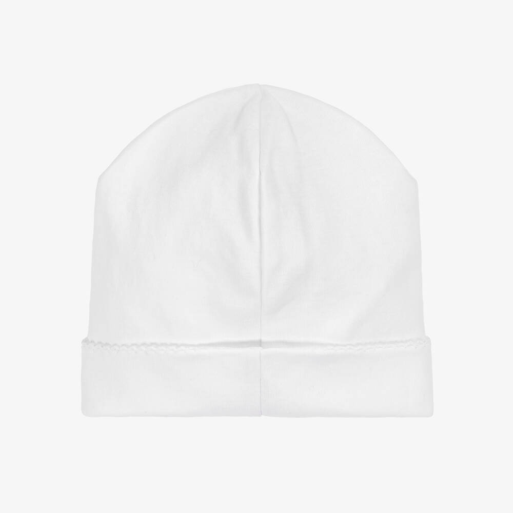 Kissy Kissy-Personalised White Pima Cotton Baby Hat | Childrensalon