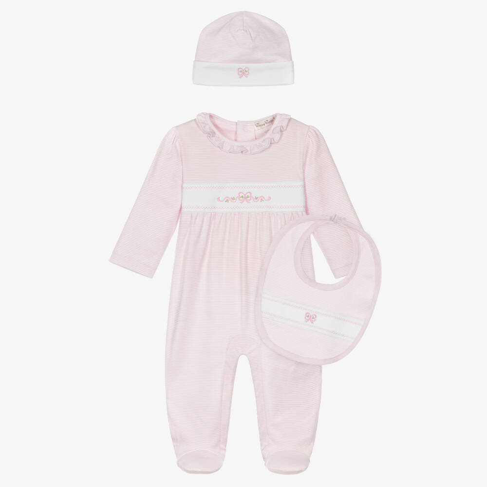 Kissy Kissy-Pink Classic Treasures Babygrow, Hat & Bib Set | Childrensalon