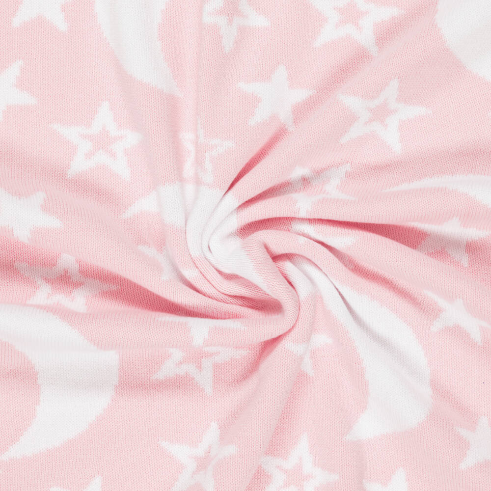 Kissy Kissy-Pink Moon & Stars Knitted Blanket (102cm) | Childrensalon