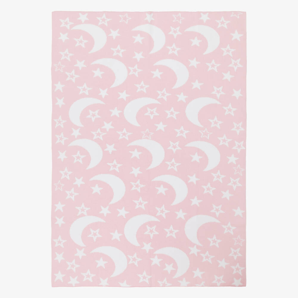 Kissy Kissy-Pink Moon & Stars Knitted Blanket (102cm) | Childrensalon
