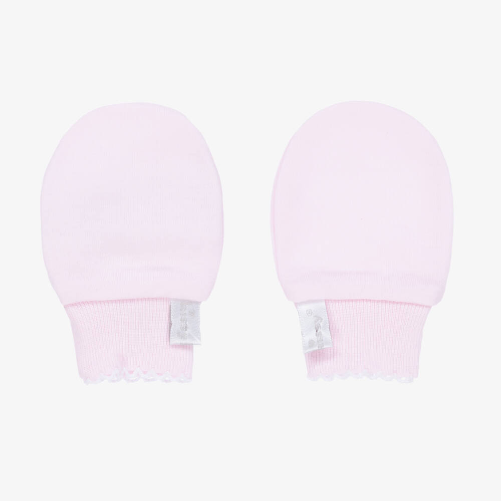 Kissy Kissy-Pink Pima Cotton Scratch Mittens | Childrensalon