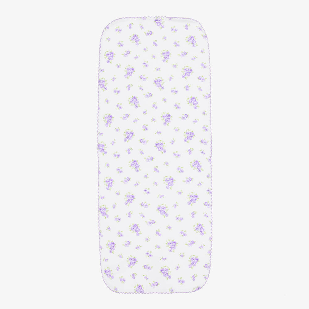 Kissy Kissy-Purple Roses and Blooms Pima Cotton Burp Cloth (48cm) | Childrensalon
