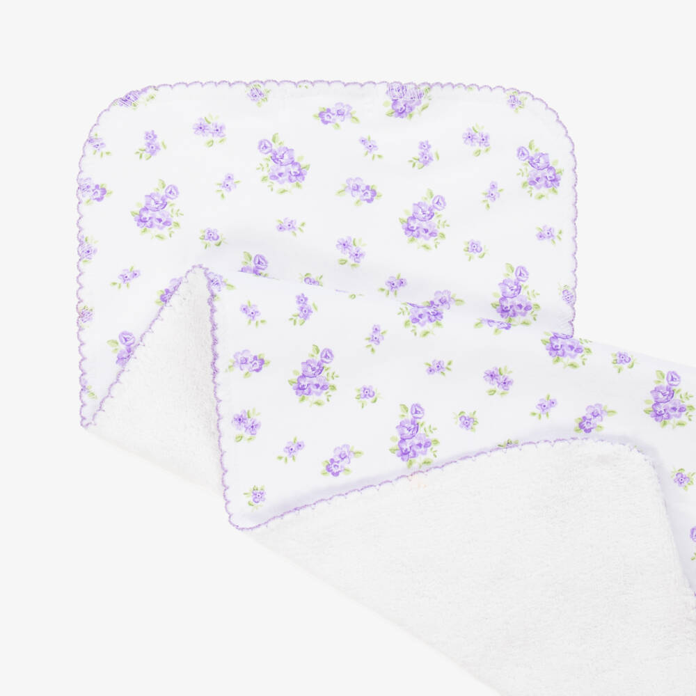 Kissy Kissy-Purple Roses and Blooms Pima Cotton Burp Cloth (48cm) | Childrensalon